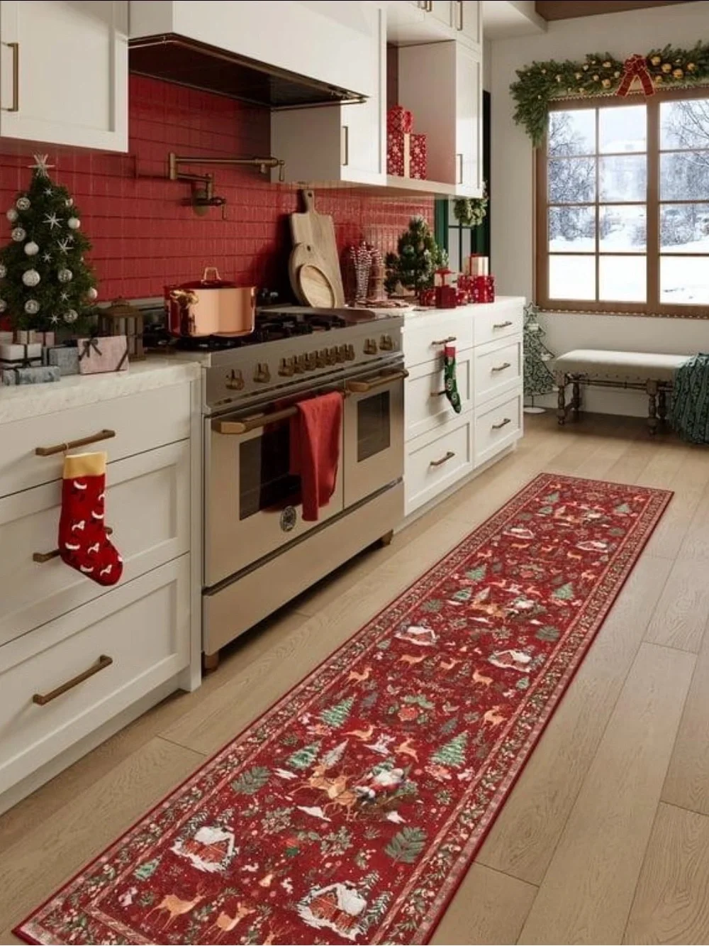 Lahome 3x5 Christmas Washable Area Rug Red Santa Holiday Non Slip Rug